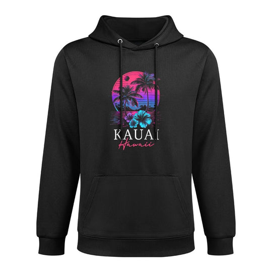 Kauai Hawaii Hawaiian Hibiscus Flowers Surfer Souvenir Retro Moisture-Wicking Hoodie