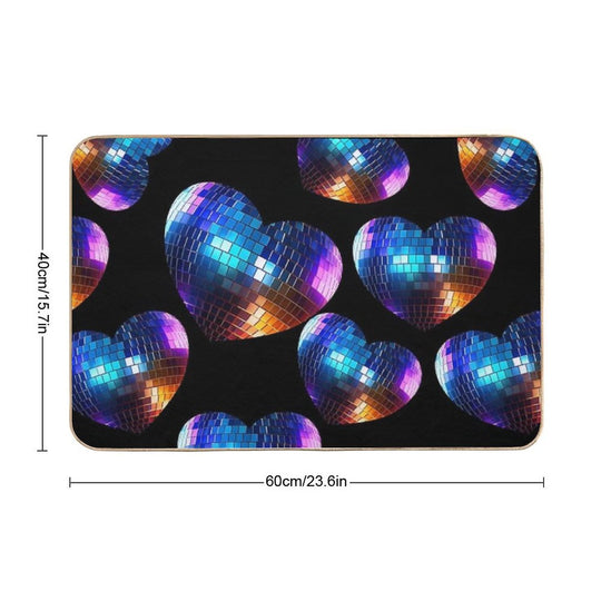 Mirror Disco Ball - Heart Shaped Disco Ball  Absorbent Bath Mat