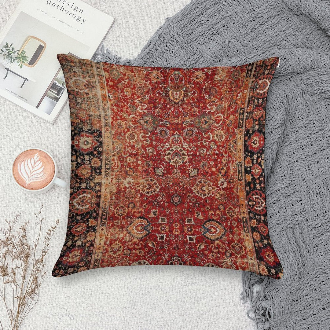 17th Century Afghanistan Rug Print Soft High-Density Material Throw Pillow