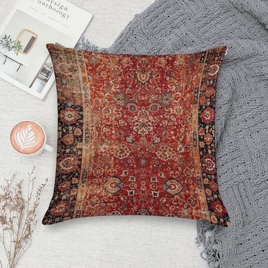 17th Century Afghanistan Rug Print Soft High-Density Material Throw Pillow