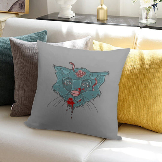 Zombie Frankenkitty Soft Skin-Friendly Throw Pillow