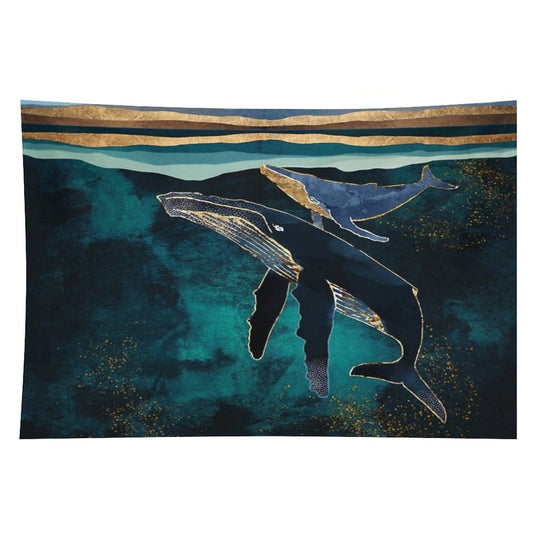 Moonlit Whales Tapestry