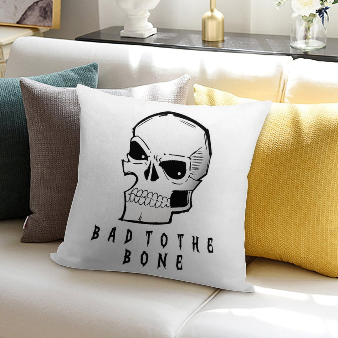 “Bad to The Bone – Gothic Rock Rebel Skull” Soft Reinforced Edging Throw Pillow