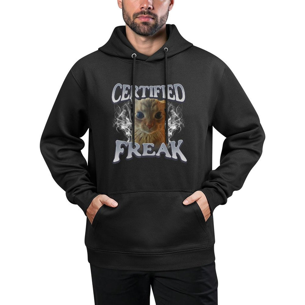 Cat Meme Certified Freak Eat Cement Cursed Cat Funny Customizable Surface Hoodie