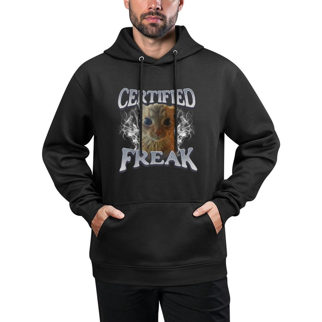Cat Meme Certified Freak Eat Cement Cursed Cat Funny Customizable Surface Hoodie