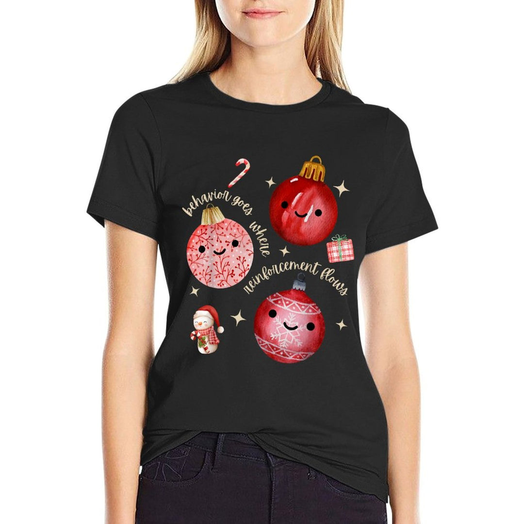 Behavior Goes Where Reinforcement Flows ABA RBT Christmas  Cotton T-Shirt