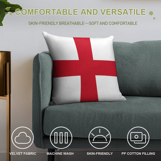 Flag of England - St George's Cross - Football Sport Team Sticker T-Shirt Bedspread Soft Reinforced Edging Throw Pillow