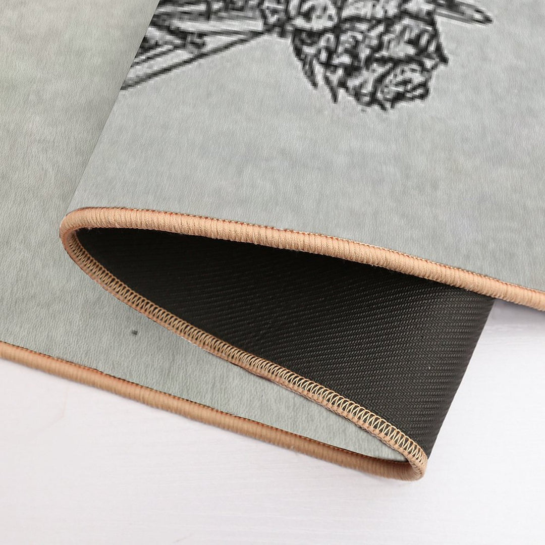 Long Pole Pine Vintage Plate  Repositionable Bath Mat