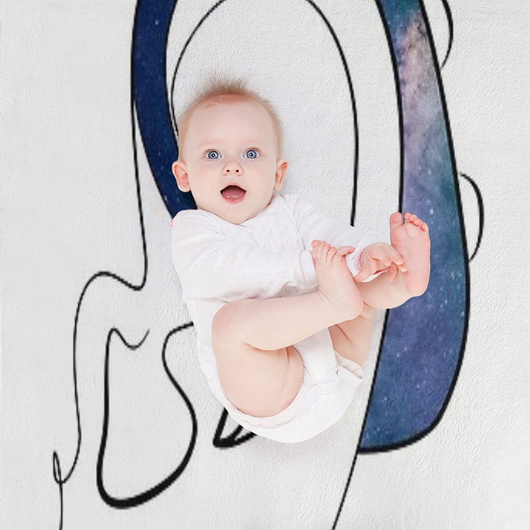 Copy of Hearing Aid Line Art with Blue Sky And Clouds Versatility Throw Blanket