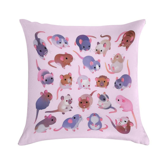Fancy Rat - Pink Soft Anti-Pilling Throw Pillow