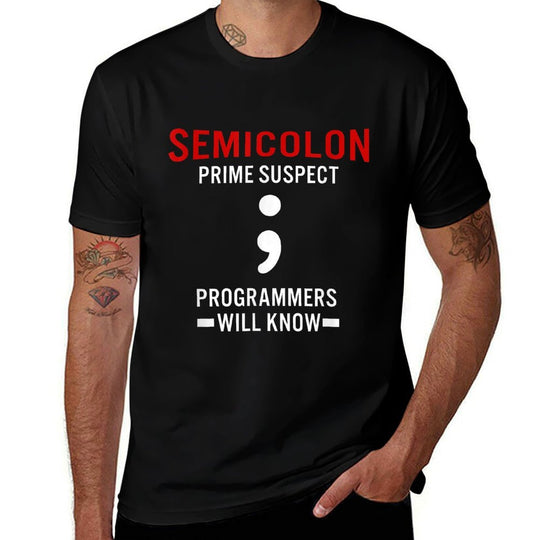 Funny Programmer Semicolon Coder Meme for Computer Geek  Polyester Blend T-Shirt