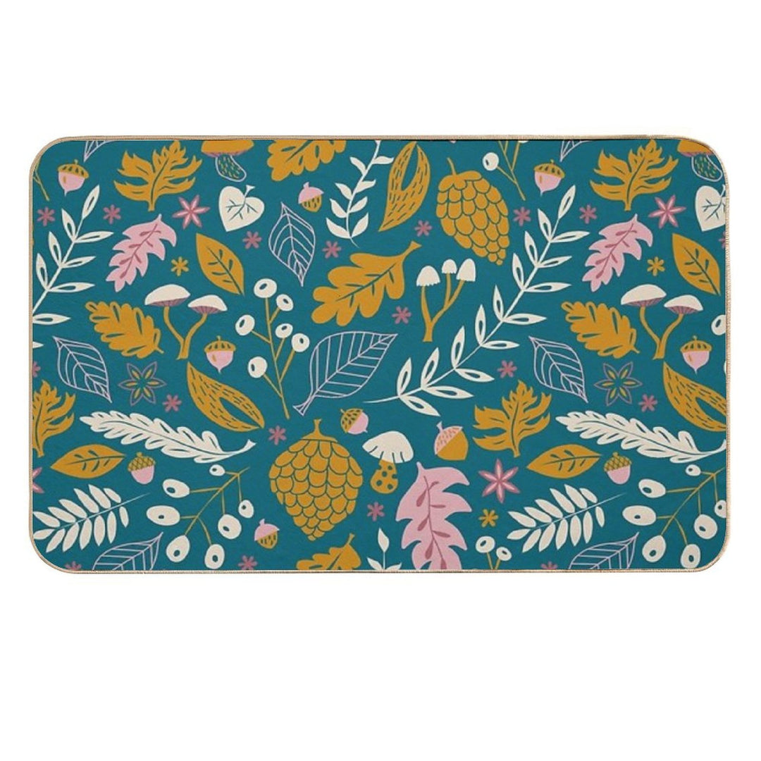 Fall Foliage in Gold + Blue  Multi-Purpose Bath Mat