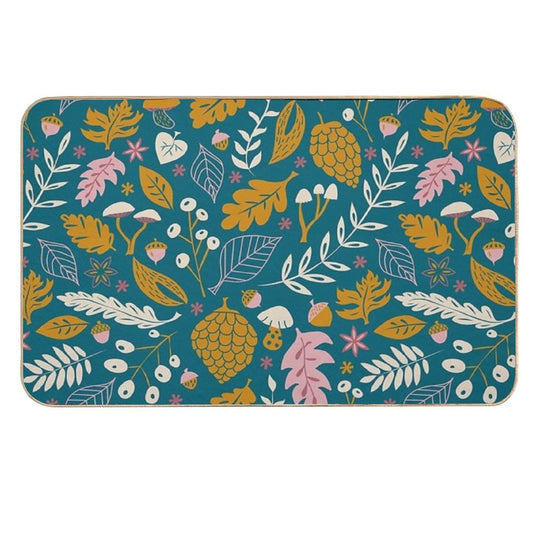 Fall Foliage in Gold + Blue  Multi-Purpose Bath Mat