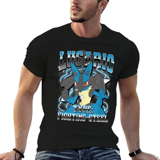 Pokémon Lucario Type Fighting-Steel Poster  Ribbed Collar T-Shirt