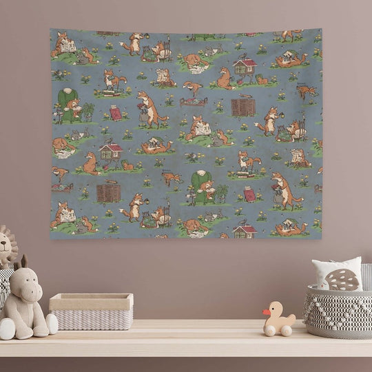 Library Foxes Tapestry