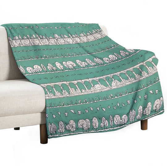 Castles And Colonnades — Turquoise Eco-conscious Throw Blanket