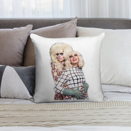 Trixie And Katya Couple Pose Soft Luxury Feel Throw Pillow