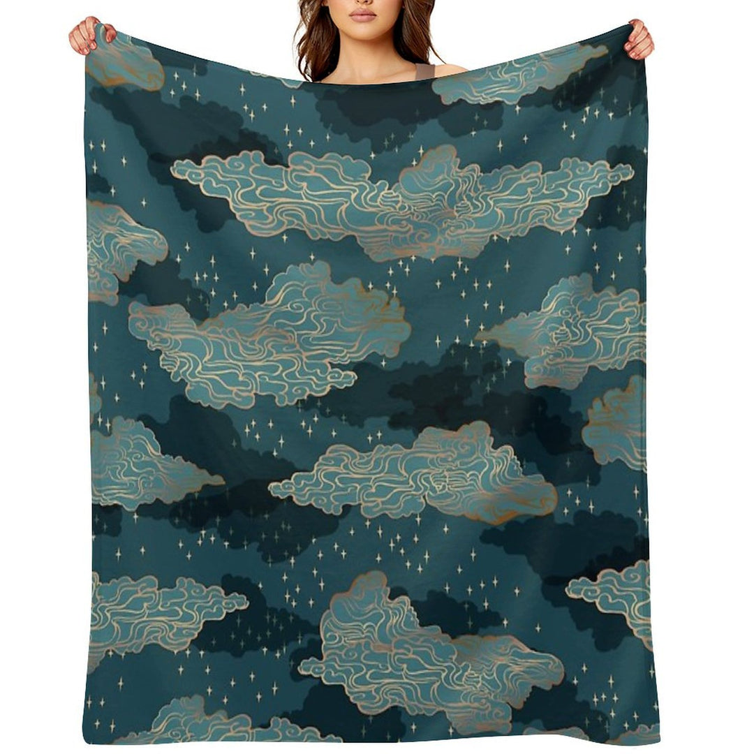 Clouds And Stars {Golden And Blue} Comfort Throw Blanket