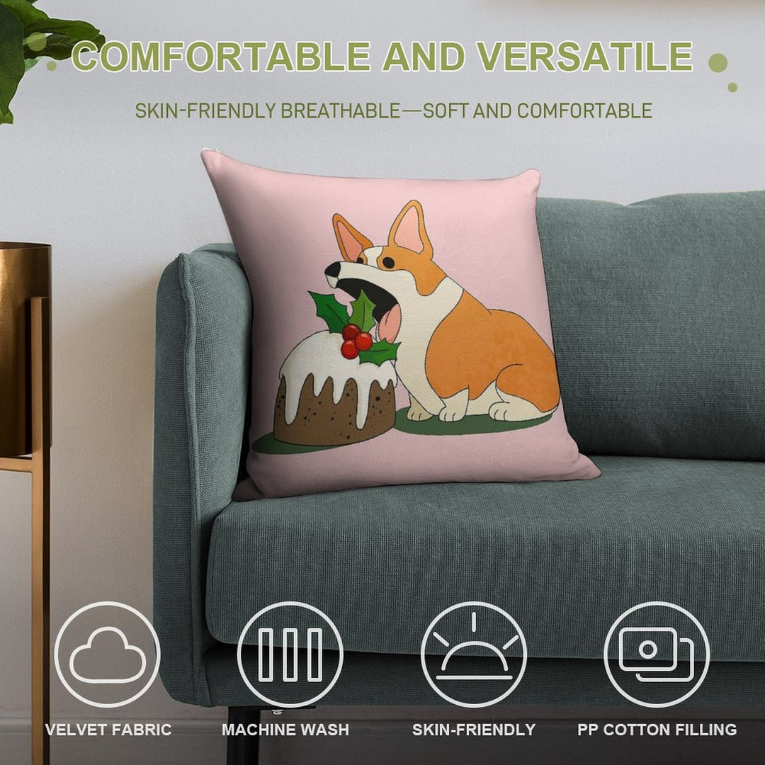 Christmas Corgi Soft High-Density Material Throw Pillow