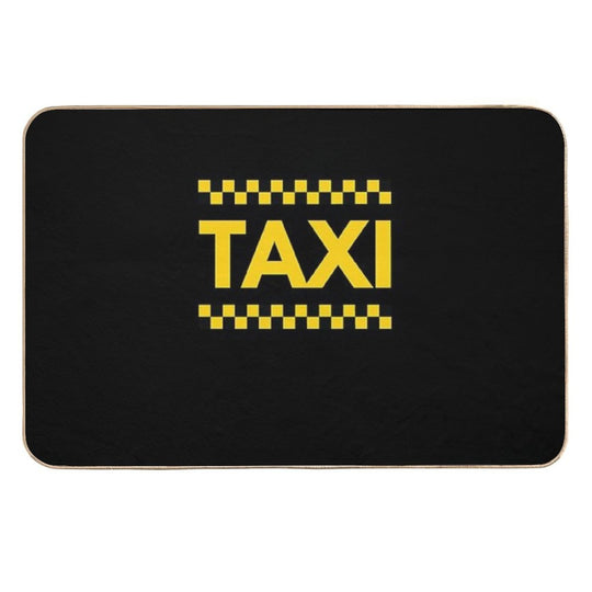Taxi  Cabby - Lettering Yellow Checkered Black  Stain-Proof Bath Mat