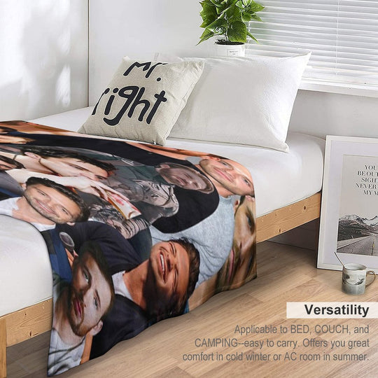 Chris Evans And Sebastian Stan Collage Merch Wrinkle-free Throw Blanket