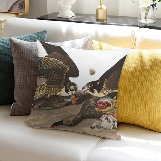 Peregrine Falcon - John James Audubon Soft Home Decor Throw Pillow