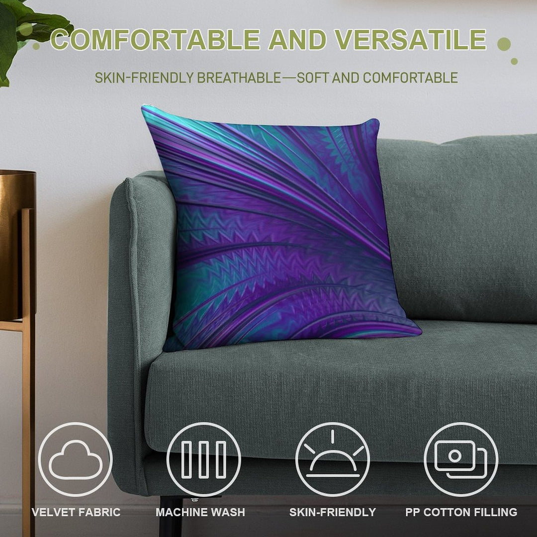 Abstract in Blue And Purple Soft Durable Construction Throw Pillow