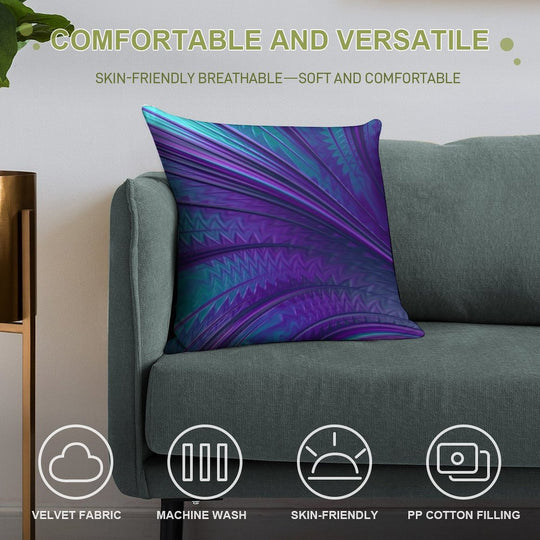 Abstract in Blue And Purple Soft Durable Construction Throw Pillow