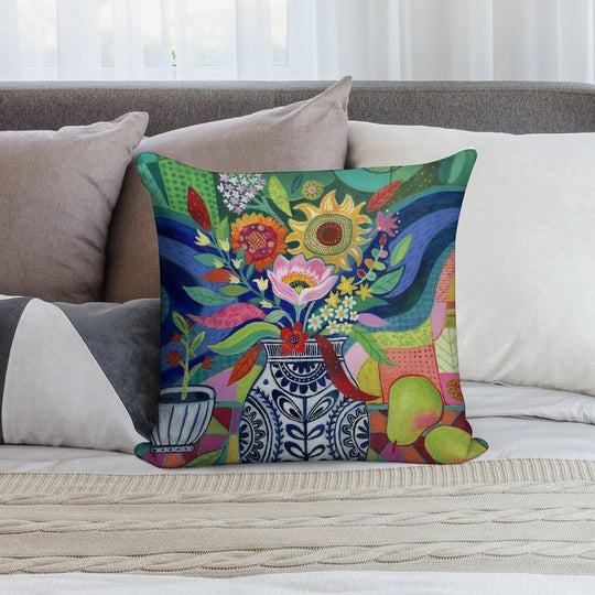 Late Summer Blooms Soft Gift Ready Throw Pillow