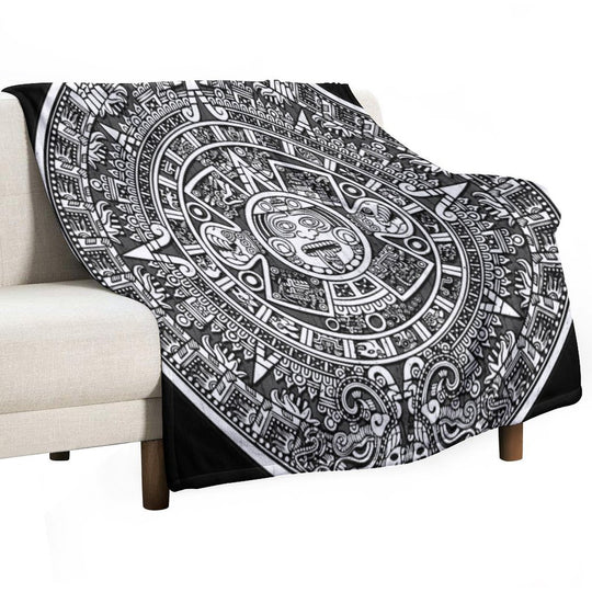 Aztec Calendar Plush Throw Blanket