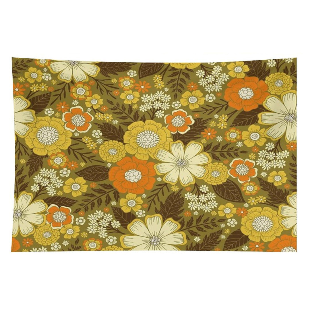 1970s RetroVintage Floral Pattern Tapestry