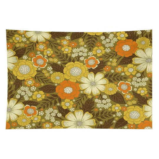 1970s RetroVintage Floral Pattern Tapestry