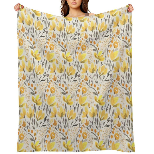 Yellow Field Wrinkle-free Throw Blanket
