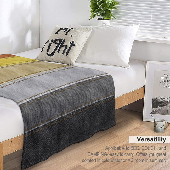 Denim Textured Seamless Gay Bear Pride Flag Pattern Travel-friendly Throw Blanket