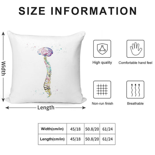 Human Spine with Brain Soft Skin-Friendly Throw Pillow