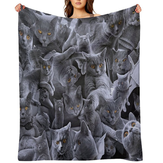 British Shorthair Cat Collage Anti-pilling Throw Blanket