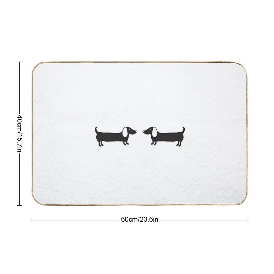 Couple of Dachshund Illustration in Black  Absorbent Bath Mat