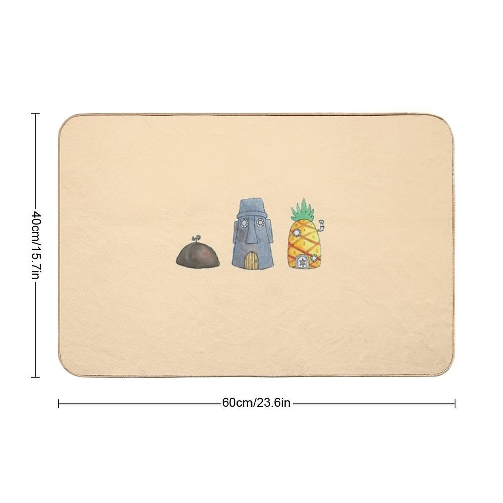 Spongebob, Patrick, And Squidward Houses Set Durable Bath Mat