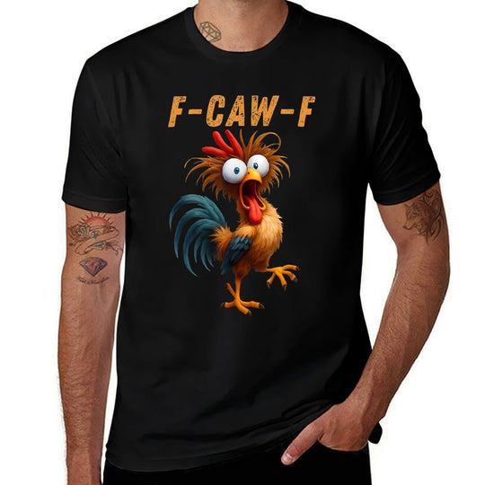 Funny F-Caw-F Chicken FCAWF Chicken  Ribbed Collar T-Shirt