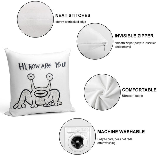 Daniel Johnston Hi How Are You Austin TX Soft Warmth Comfort Throw Pillow