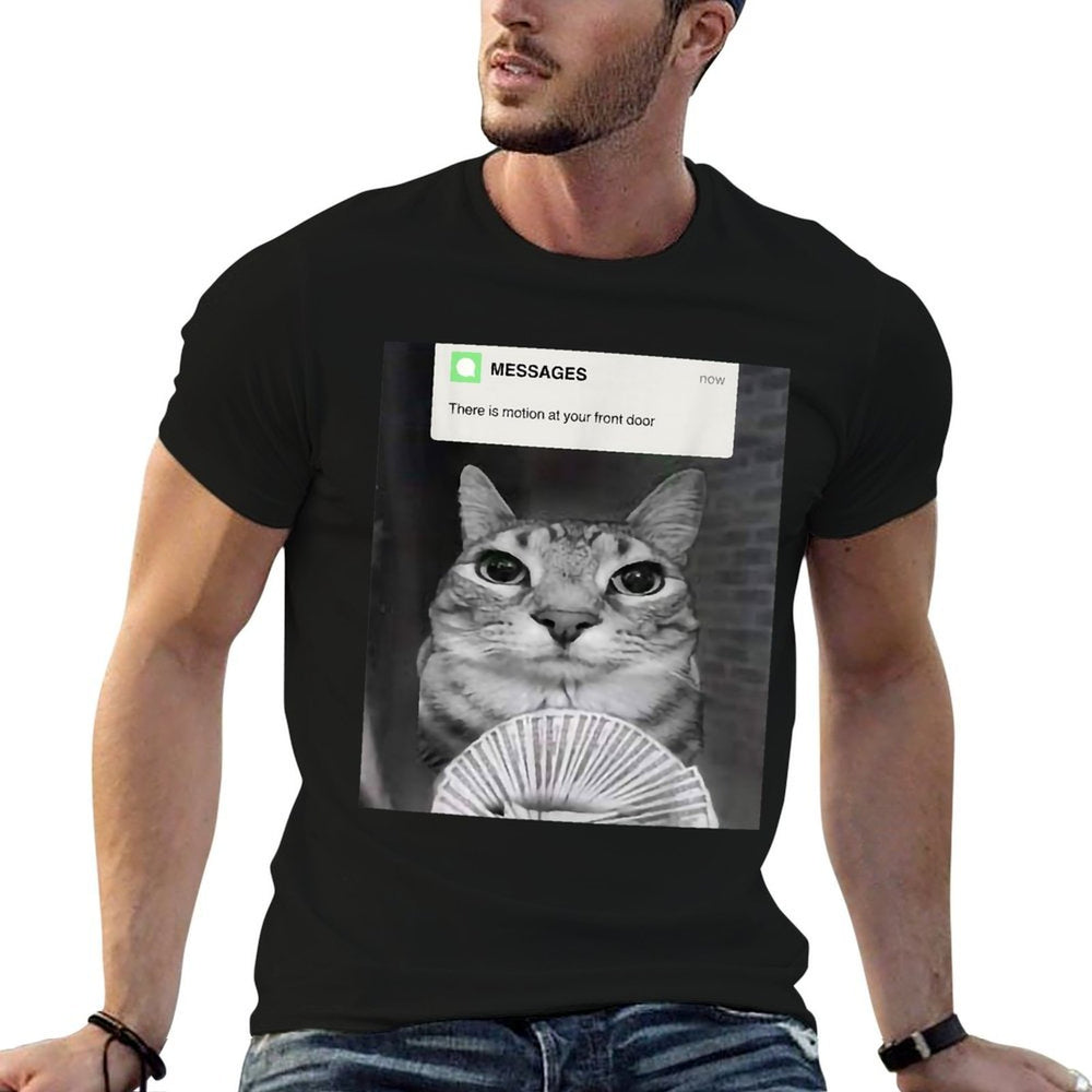 Funny Ring Cat With Motion At Your Front Door Brainrot Meme for Men Women Kids  Stretchy T-Shirt