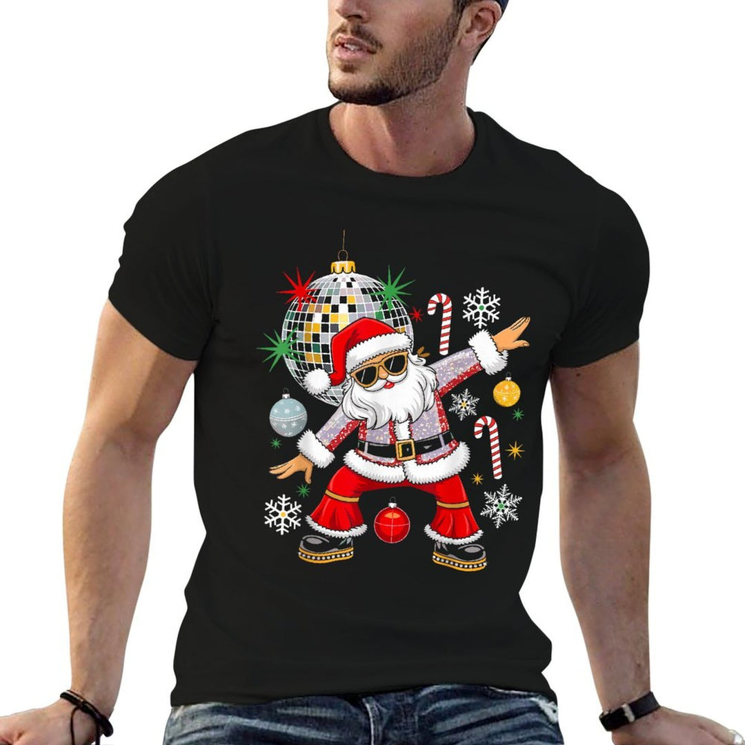 Disco Santa Christmas Music Retro Groovy 70s 80s Hippie  High-quality Stitching T-Shirt