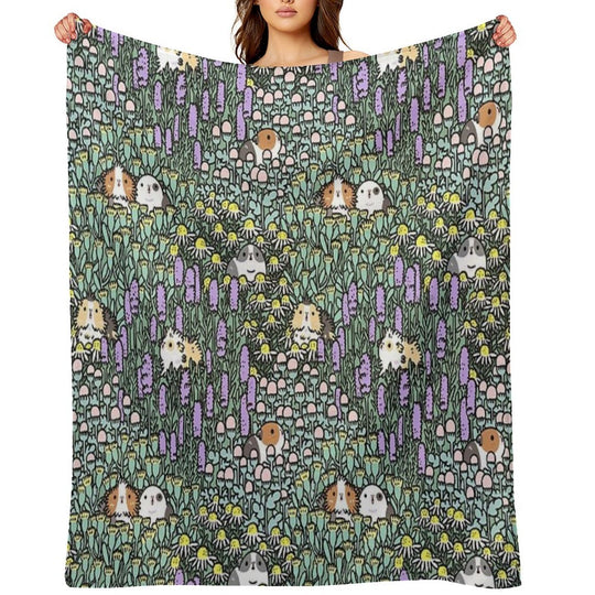 Guinea Pigs And Garden Herbs Pattern Compact Throw Blanket