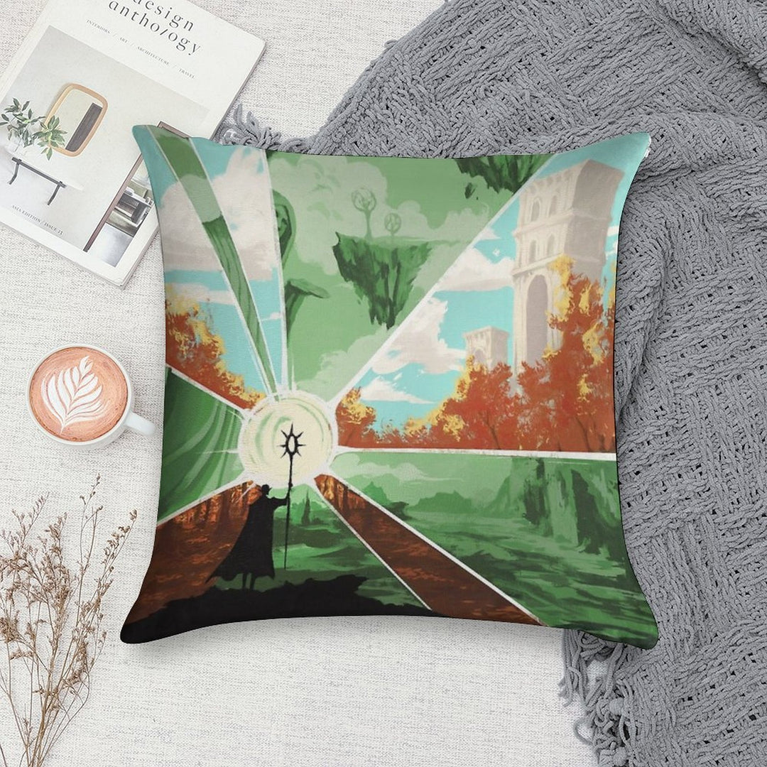 The World That Wakes And The World That Dreams Soft Short Plush Fabric Throw Pillow