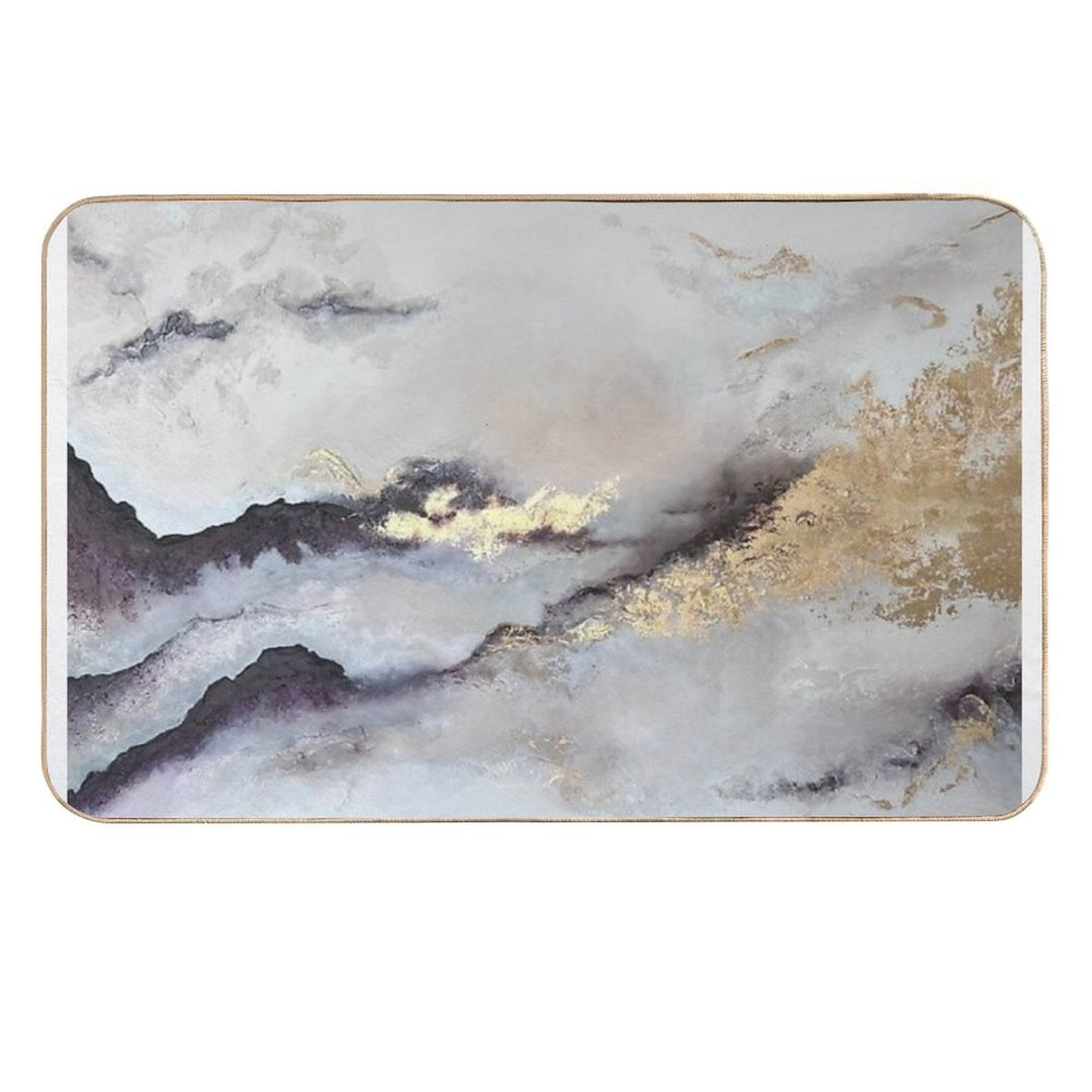 Golden Mist – Abstract Luxury Texture  Repositionable Bath Mat