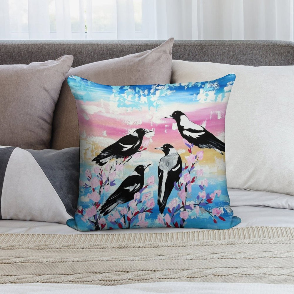 Australian Magpies Rainbow Soft Skin-Friendly Throw Pillow