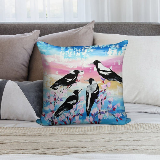 Australian Magpies Rainbow Soft Skin-Friendly Throw Pillow