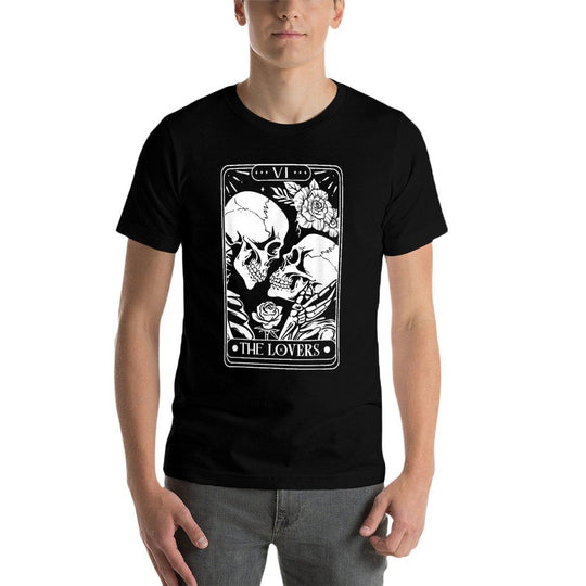 Tarot Card The Lovers Vintage Skeleton Goth Halloween Witch  Soft T-Shirt