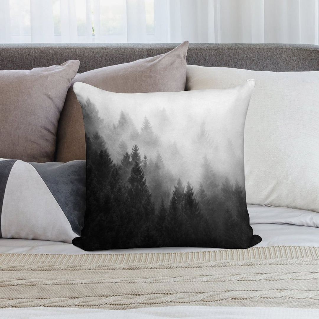 I Love You But I Have Chosen Darkness  Misty Romantic Retro Fall Wilderness Fairytale Forest With Trees Covered In Magic Fog S Soft Home Decor Throw Pillow