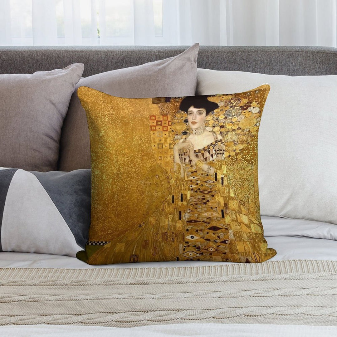 Woman in Gold Portrait by Gustav Klimt Soft Gift Ready Throw Pillow
